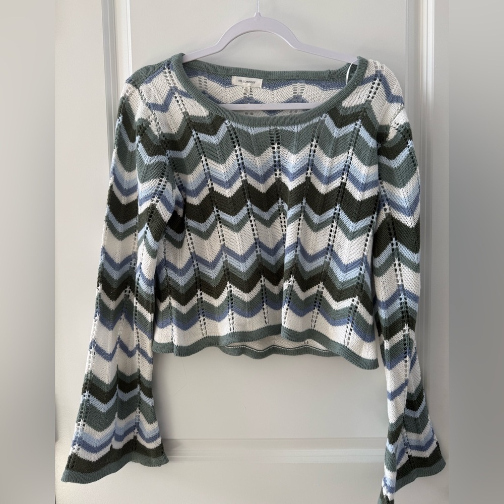 Boho crochet crop top blue green size XL large in juniors